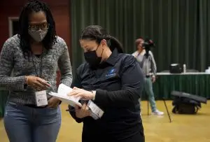 People prepare for the Homeless Point-In-Time (PIT) Count on Feb. 24, 2022 at California State University, Sacramento.