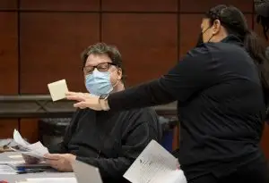 Glenn Merker and Jillyan Sylvia McKinney prepare for the Homeless Point-In-Time (PIT) Count on Feb. 24, 2022 at California State University, Sacramento.